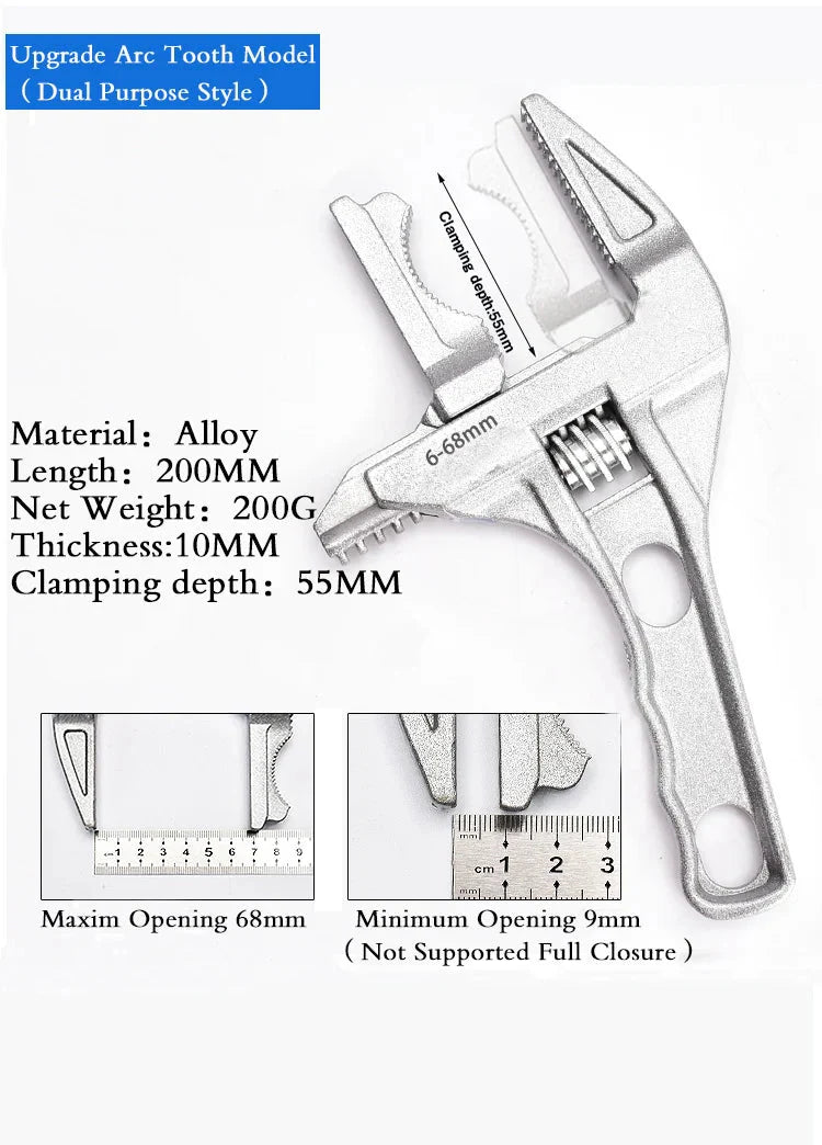 Adjustable Wrench Universal Monkey Spanner Multi-function plumbing Hand Tools Nut Sink Wrench Bathroom Pipe Large Open Spanner