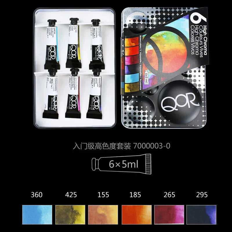 US QOR Artistic Watercolor Paints Set Tin box Pigment Solid Paint Set Palette High Concentration for Artist Painting Drawing