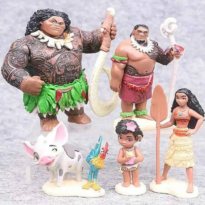 6/10Pcs Set Disney Movie Moana Figure Dolls Set Demigod Maui Moana Waialiki Heihei Action Figure Model Kids Christmas Gift