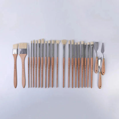 ArtSecret New Arrival 2288 24/Set Oil And Acrylic Painting Brush Hog Bristle Straw Mat Pouch&Canvas Pocket Artist Art Supplies