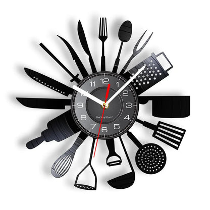 The Kitchen The Heart Of The Home Inspired Vinyl Record Clock Modern Design Vinyl Wall Watch Kitchen Decor Noiseless Timepieces