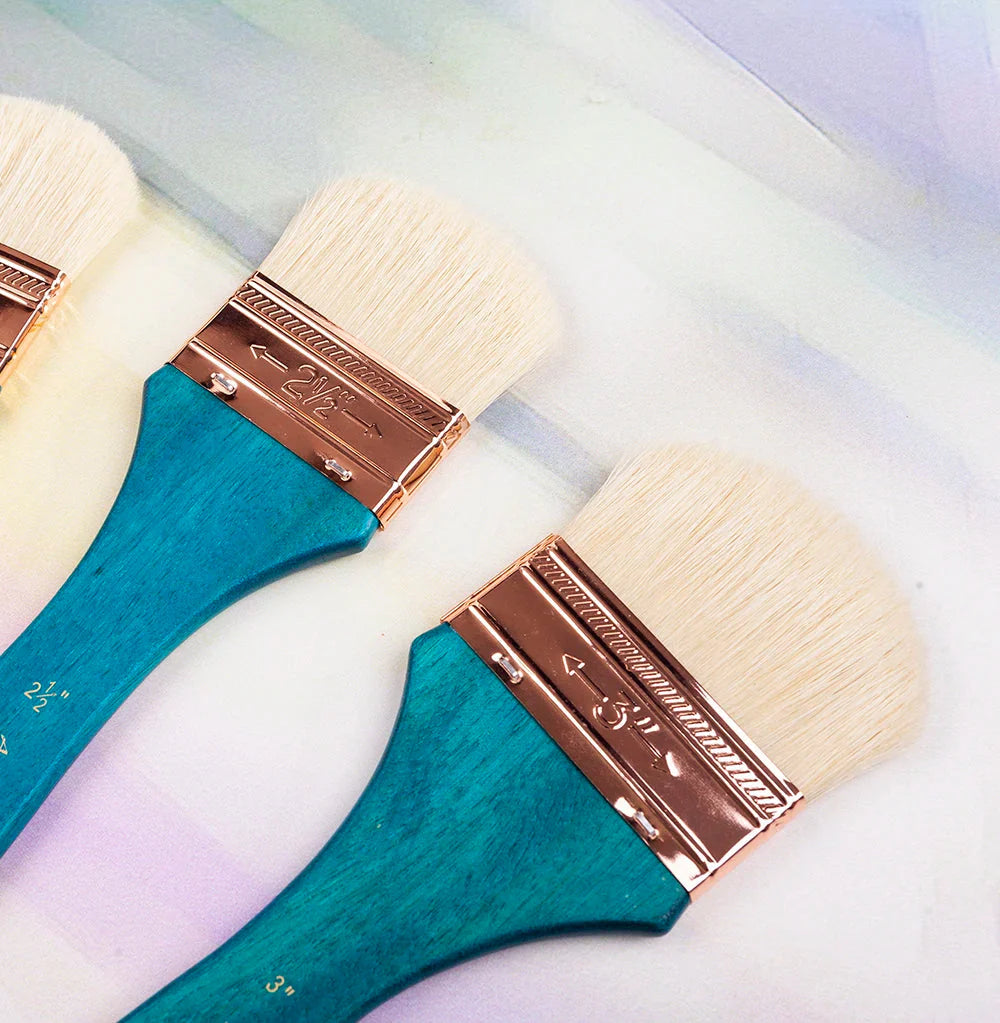 ArtSecret Paint-Brush Bristle Blue Handle Stainless Ferrule Scrubbing Art Painting Tool For Professional Painter 4504