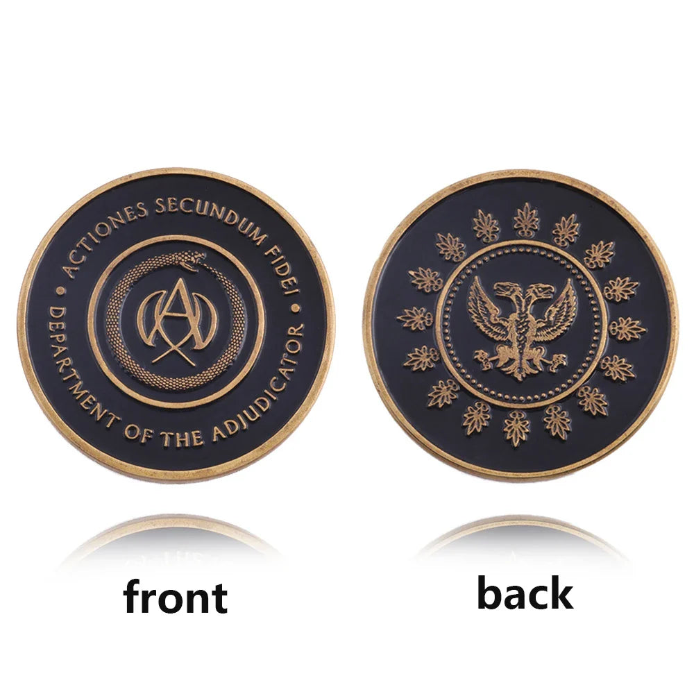 Big Size John Wick 4 Blood Oath Marker Coin Keychain Gold and Adjudicator Coin Metal Prop Accessories Collection Gift
