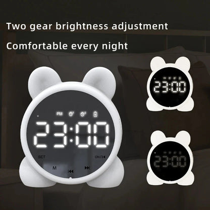 Bluetooth Mirror Table Clock Kids Alarm Clock Cute Cat Digital Alarm Clock For Kids Bedside Clock Children'S Sleep Led Clocks