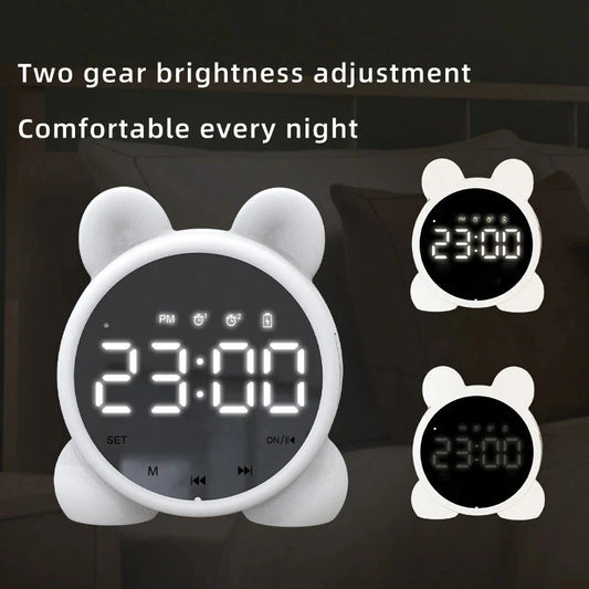 Bluetooth Mirror Table Clock Kids Alarm Clock Cute Cat Digital Alarm Clock For Kids Bedside Clock Children'S Sleep Led Clocks