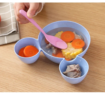 Cute Baby Plates with Dividers Dinner Plates Kids Bowl Tray Tableware Set Infant Feeding Children Divided Dinnerware BPA Free