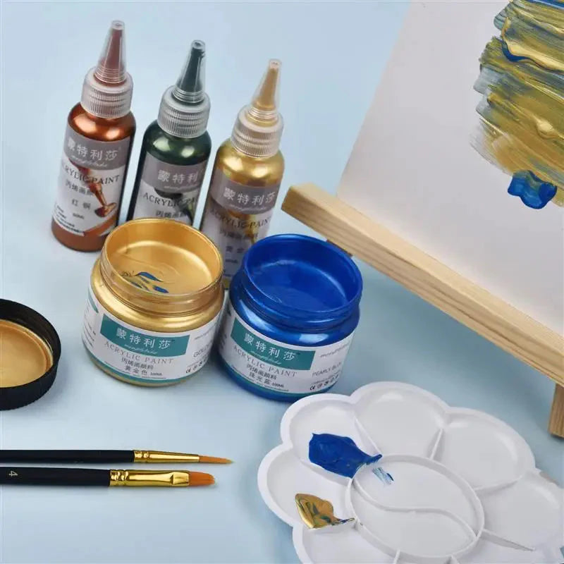 New 60ml Gold Paint Metallic Acrylic Paint,Waterproof Not Faded For Statuary Coloring DIY Hand Clothes Painted Graffiti Pigments