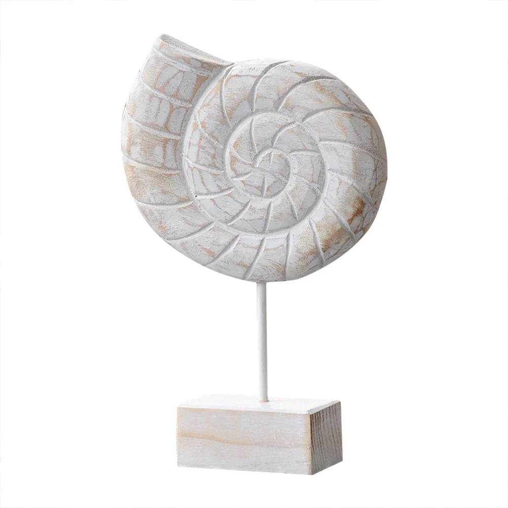 Mediterranean Style Wood Crafts Starfish Conch Hippocampus Wood Carving Marine Garden Decoration Ornaments Home Decoration
