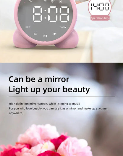Bluetooth Mirror Table Clock Kids Alarm Clock Cute Cat Digital Alarm Clock For Kids Bedside Clock Children'S Sleep Led Clocks