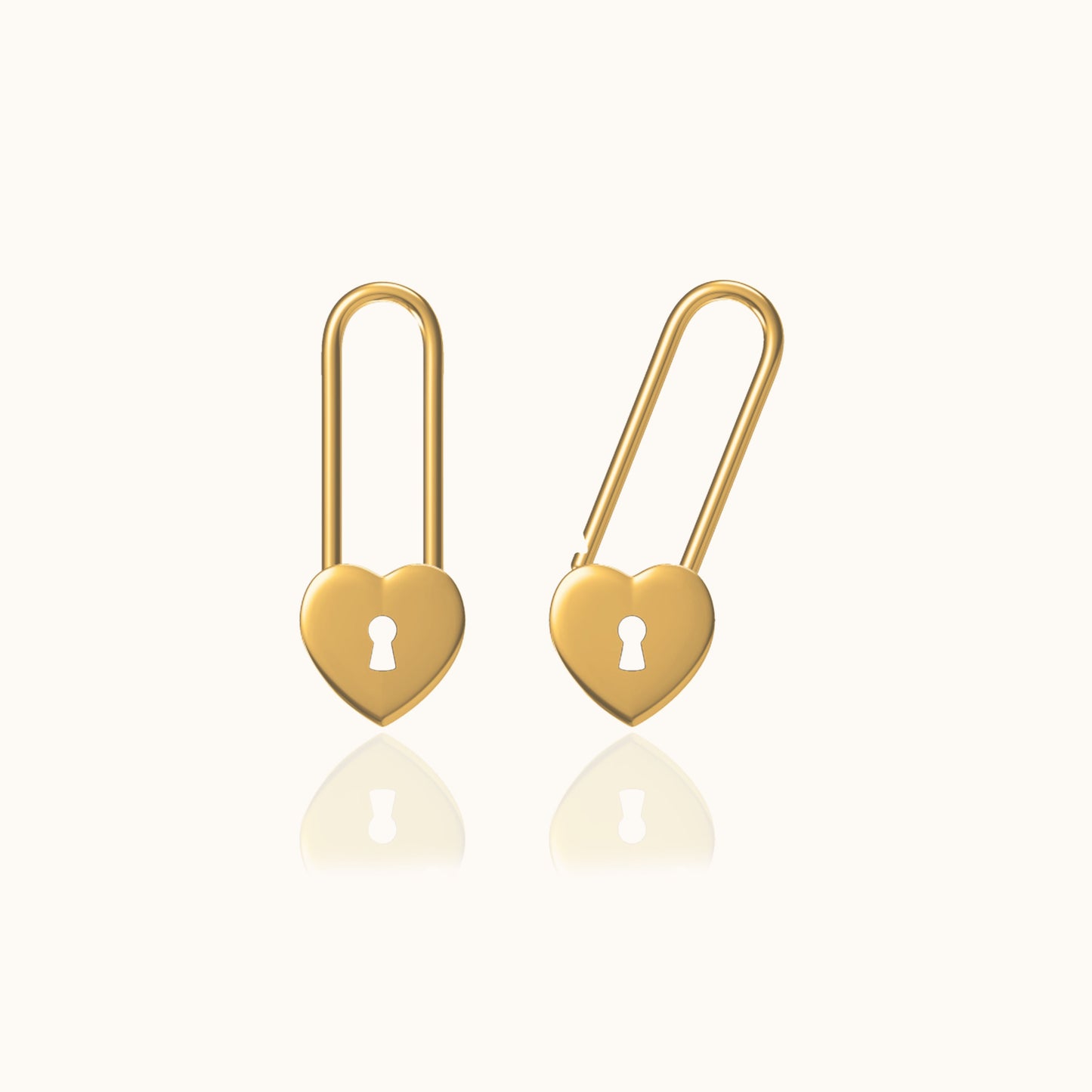 Love Lock Heart Safety Pin Earrings