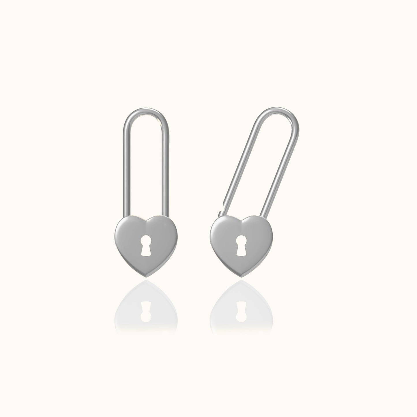 Love Lock Heart Safety Pin Earrings