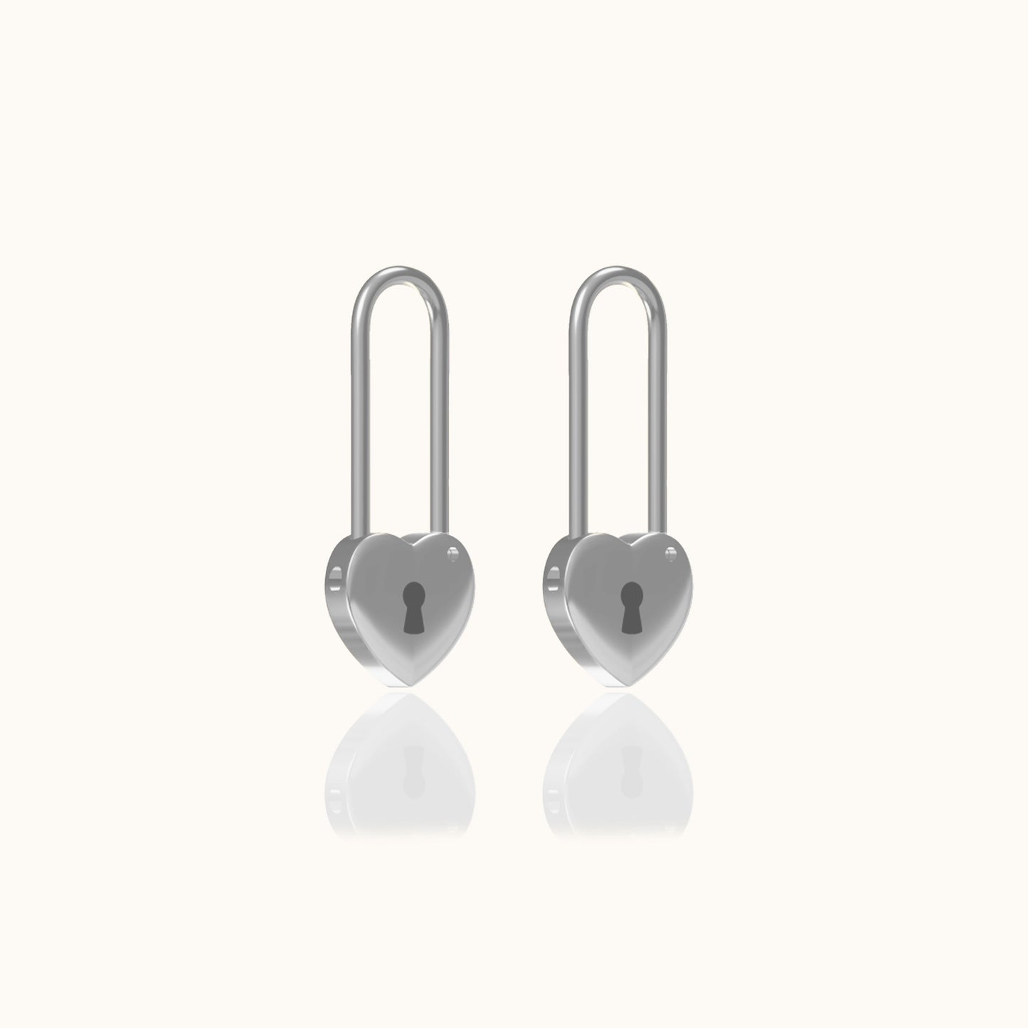 Love Lock Heart Safety Pin Earrings
