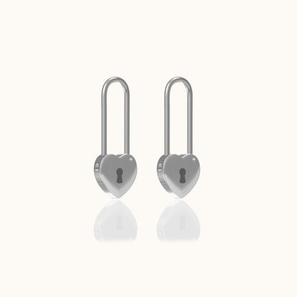 Love Lock Heart Safety Pin Earrings