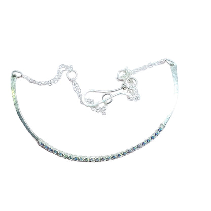 Heavy Gauge 925 Silver Wire Wrapped Swarovski Crystal Choker Necklace