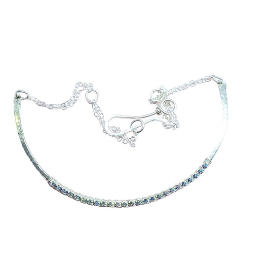 Heavy Gauge 925 Silver Wire Wrapped Swarovski Crystal Choker Necklace