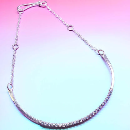 Heavy Gauge 925 Silver Wire Wrapped Swarovski Crystal Choker Necklace