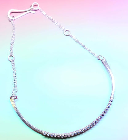 Heavy Gauge 925 Silver Wire Wrapped Swarovski Crystal Choker Necklace