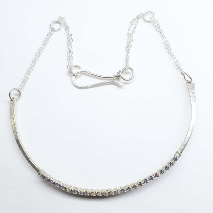 Heavy Gauge 925 Silver Wire Wrapped Swarovski Crystal Choker Necklace