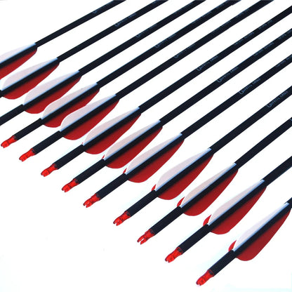 New Spine 500 Carbon Arrow With Replaceable Arrowhead 28"/30"/31"Length Archery for Compound/Recurve Bow Hunting