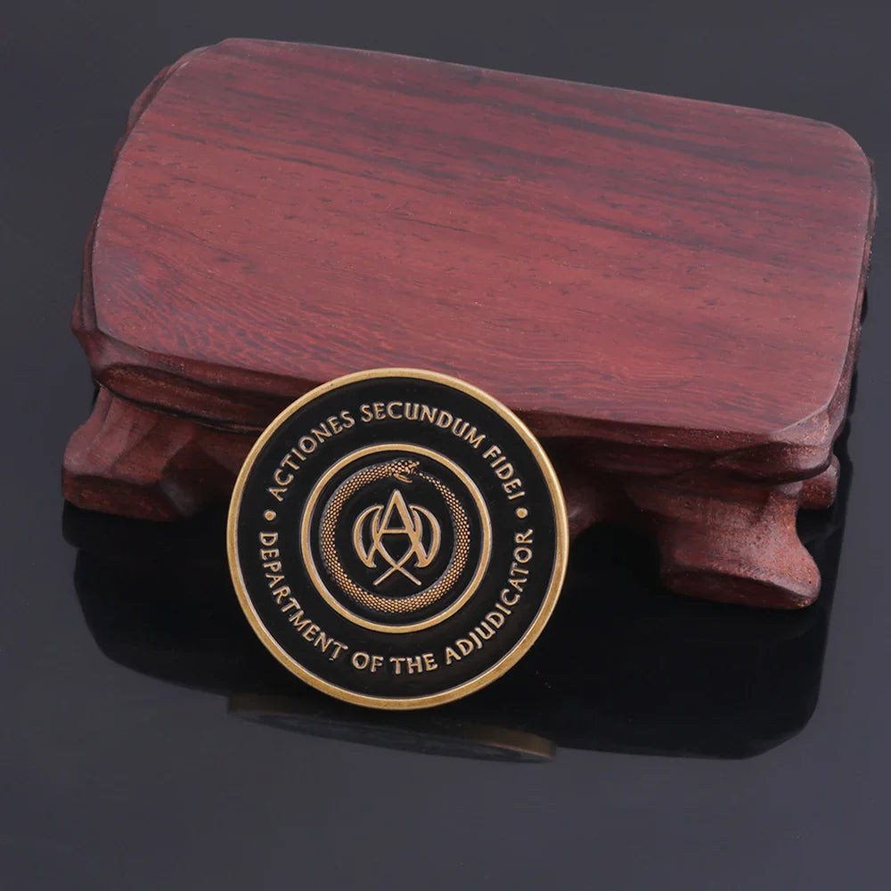 Big Size John Wick 4 Blood Oath Marker Coin Keychain Gold and Adjudicator Coin Metal Prop Accessories Collection Gift