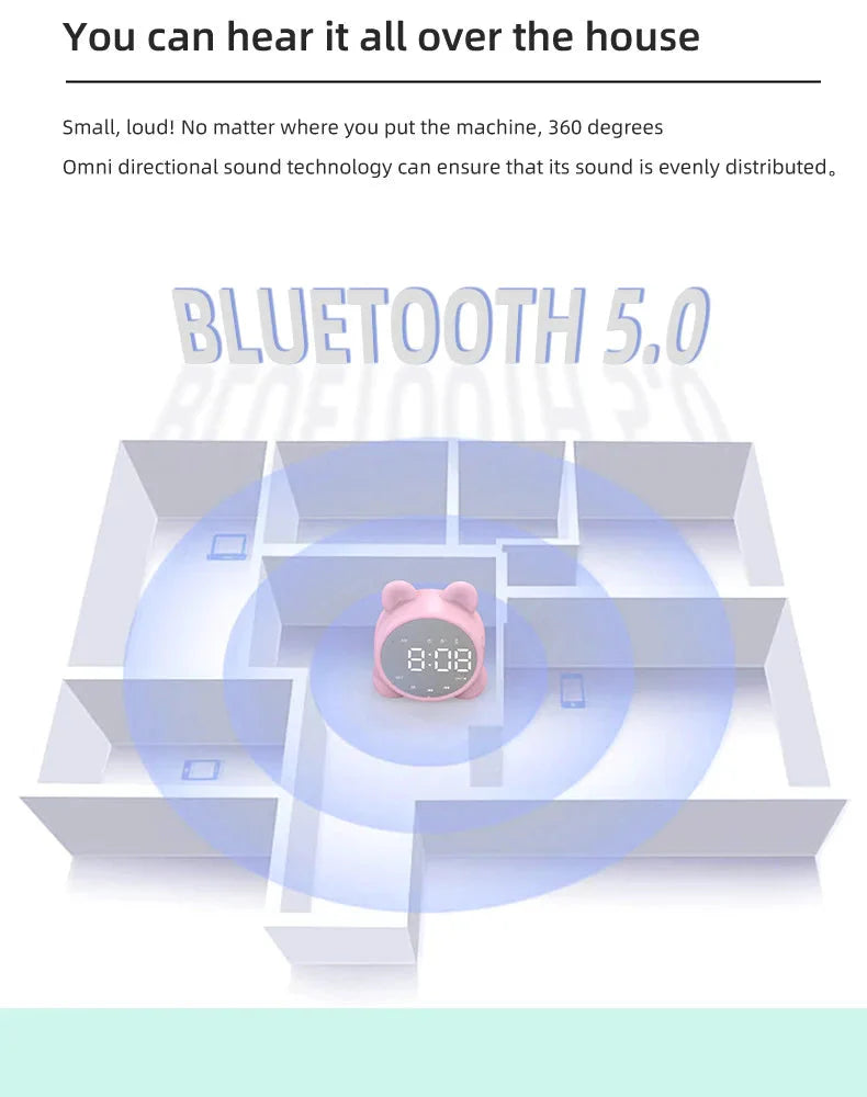 Bluetooth Mirror Table Clock Kids Alarm Clock Cute Cat Digital Alarm Clock For Kids Bedside Clock Children'S Sleep Led Clocks