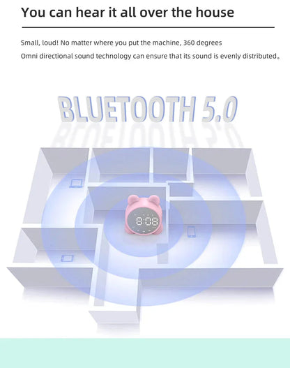 Bluetooth Mirror Table Clock Kids Alarm Clock Cute Cat Digital Alarm Clock For Kids Bedside Clock Children'S Sleep Led Clocks