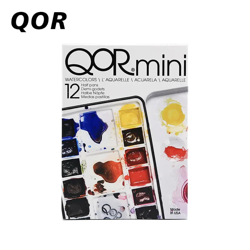 US QOR Artistic Watercolor Paints Set Tin box Pigment Solid Paint Set Palette High Concentration for Artist Painting Drawing