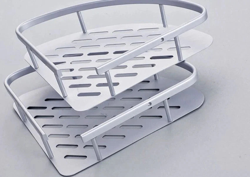 Bathroom Shelf Screws Fixed Durable Aluminum 2 Tiers Shower Shelf Kitchen Storage Holder Shampoo Soap Cosmetic Organizer Shelf