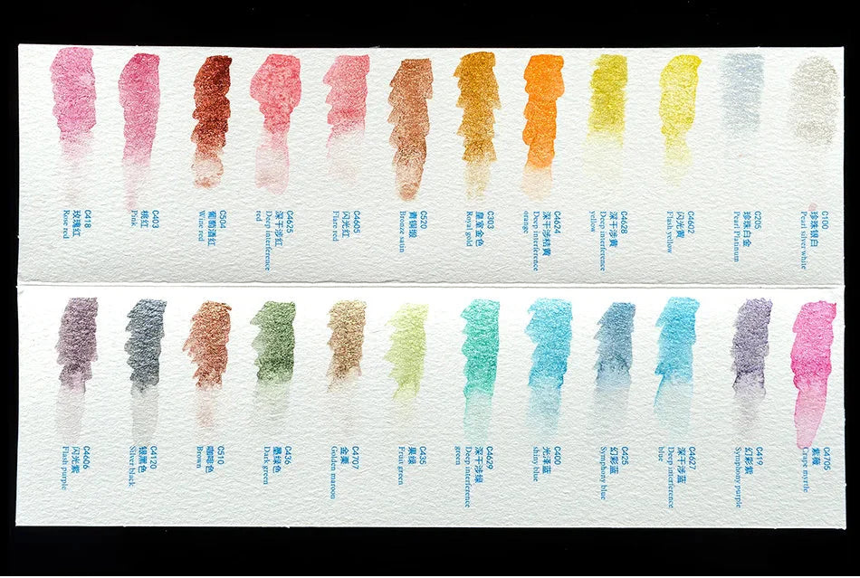 Original Paul Rubens 12/24/48 Pearlescent Watercolor Paint Set Portable Pink Box with Palette Flash Watercolor Paint