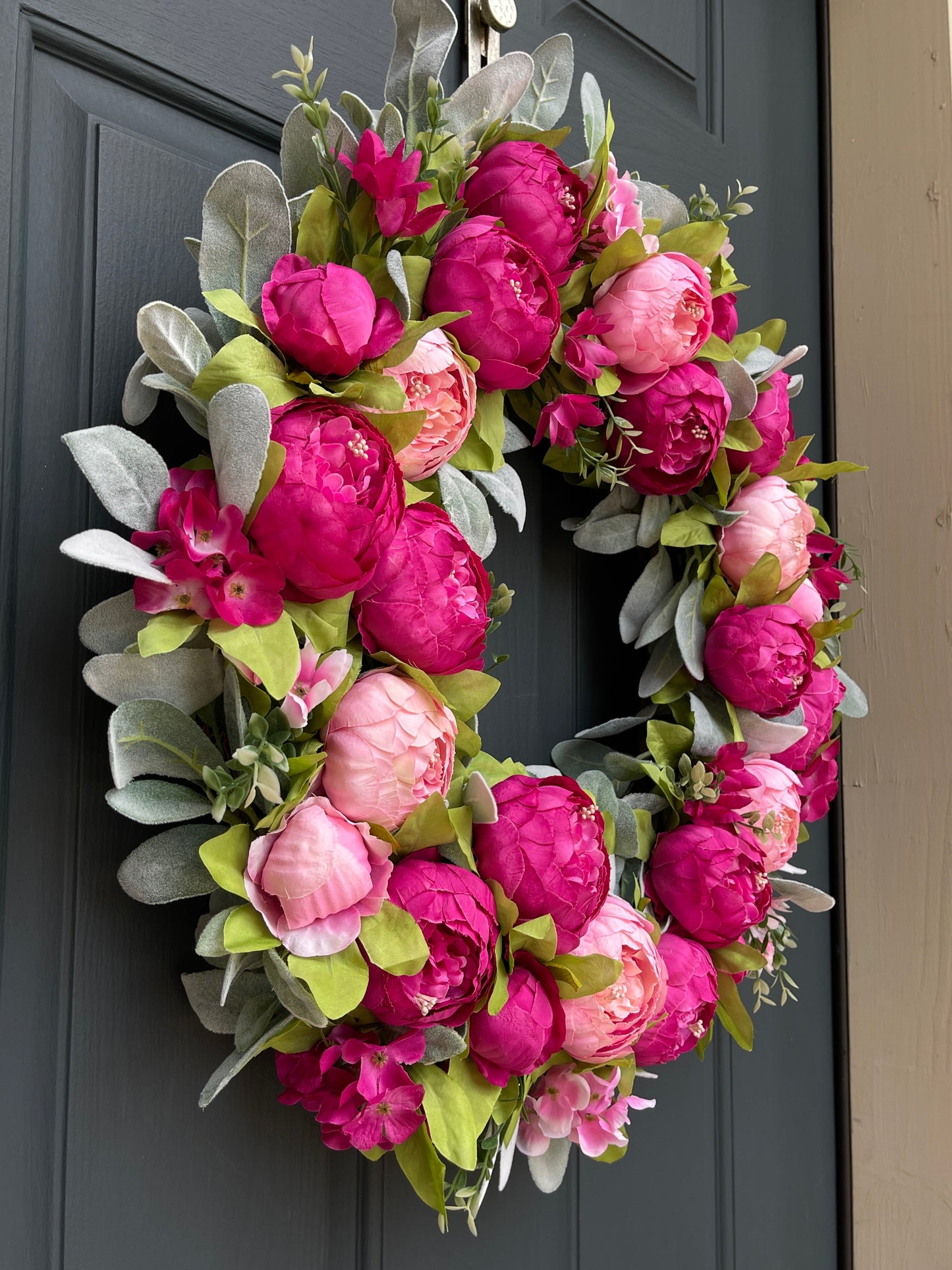 Bright Pink Peony Spring Wreath
