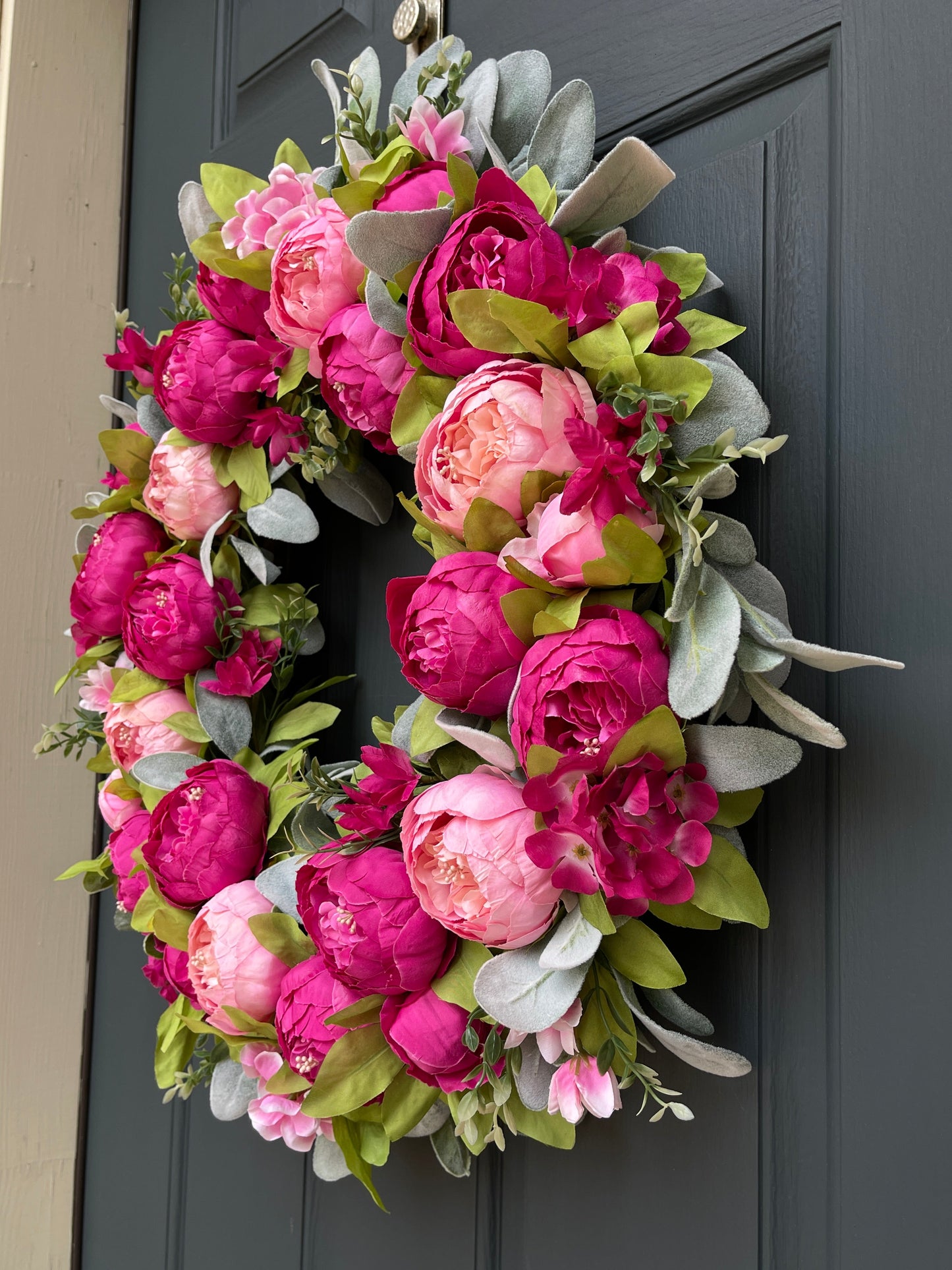 Bright Pink Peony Spring Wreath