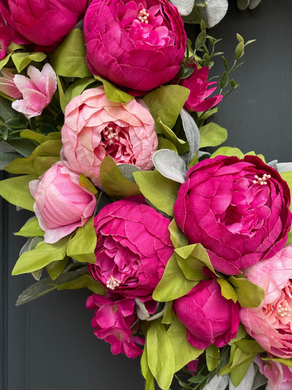 Blush Pink Peony Spring Wreath