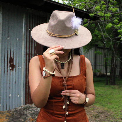 Rustic Knotted Leather Cord Necklace with White Turquoise 263L