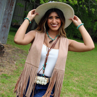 Rustic Knotted Leather Cord Necklace with Turquoise 263g