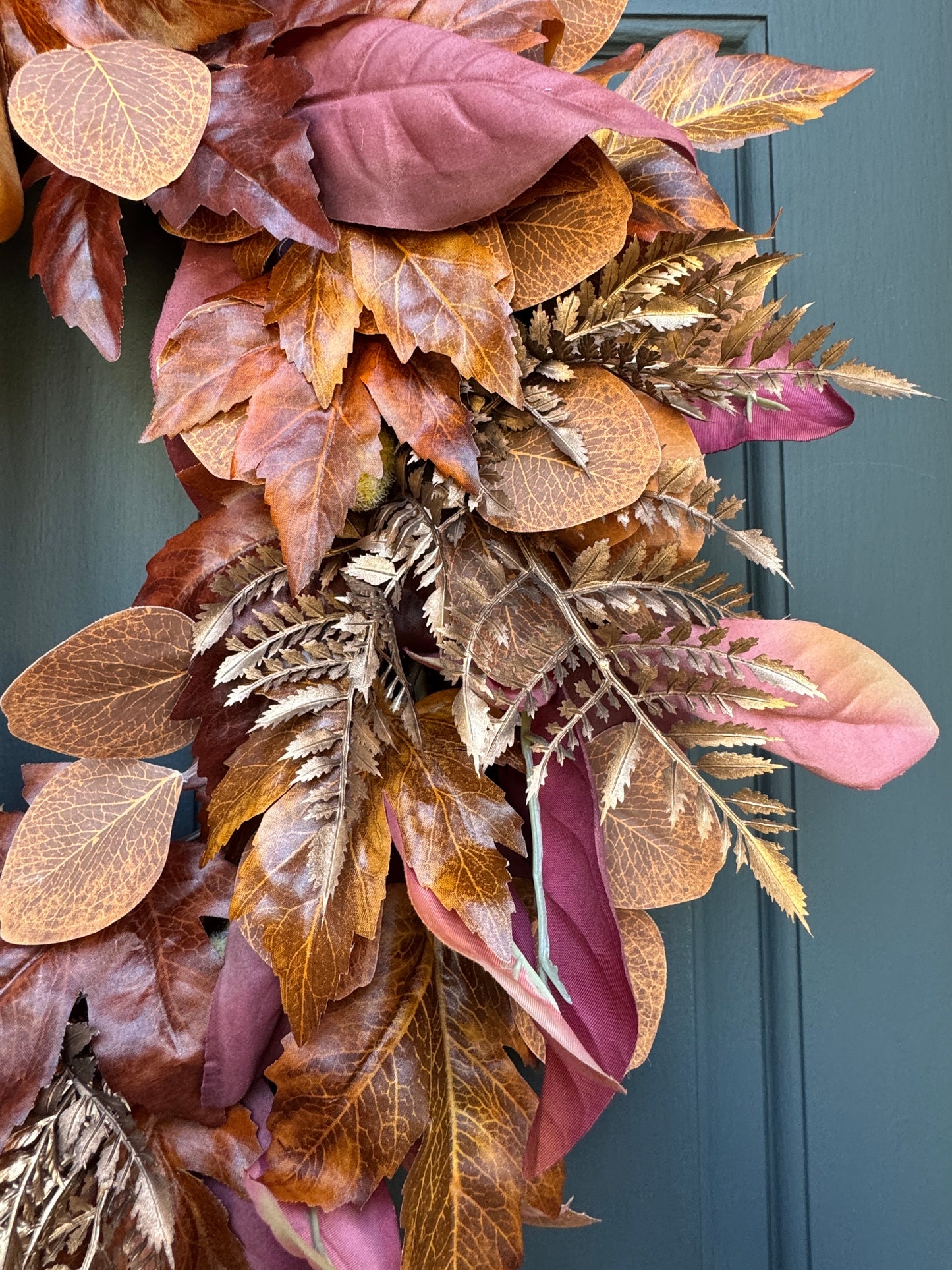 Rust and Copper Fall Wreath with Velvet Bow