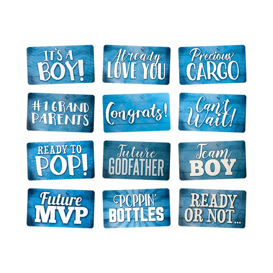 It's a Boy Photo Booth Props - 6 Double-Sided PVC Signs