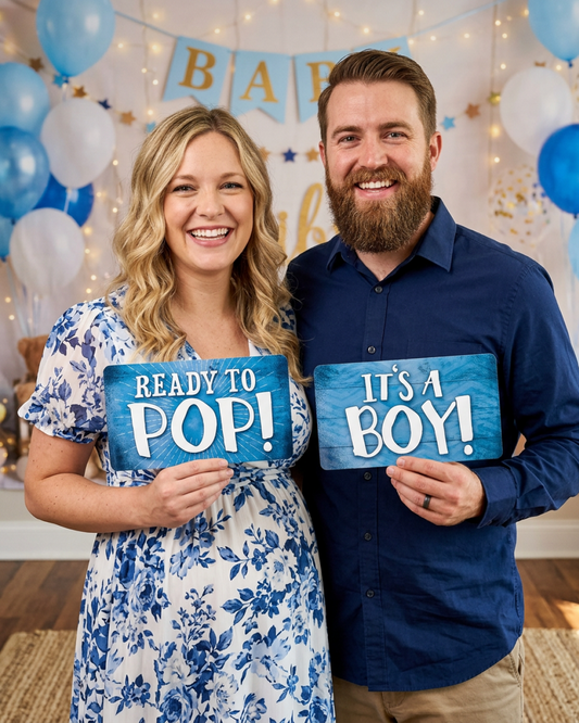 It's a Boy Photo Booth Props - 6 Double-Sided PVC Signs
