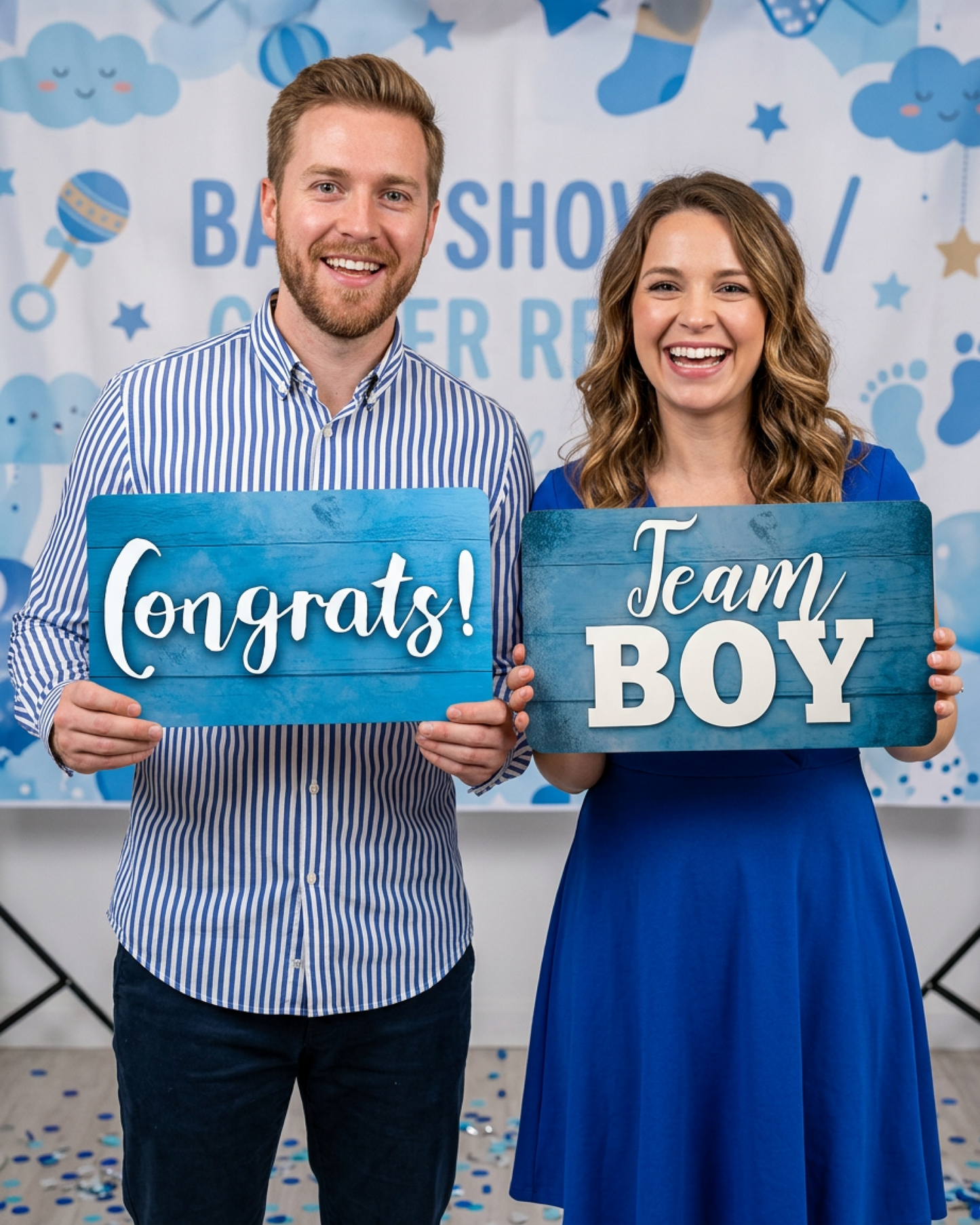 It's a Boy Photo Booth Props - 6 Double-Sided PVC Signs