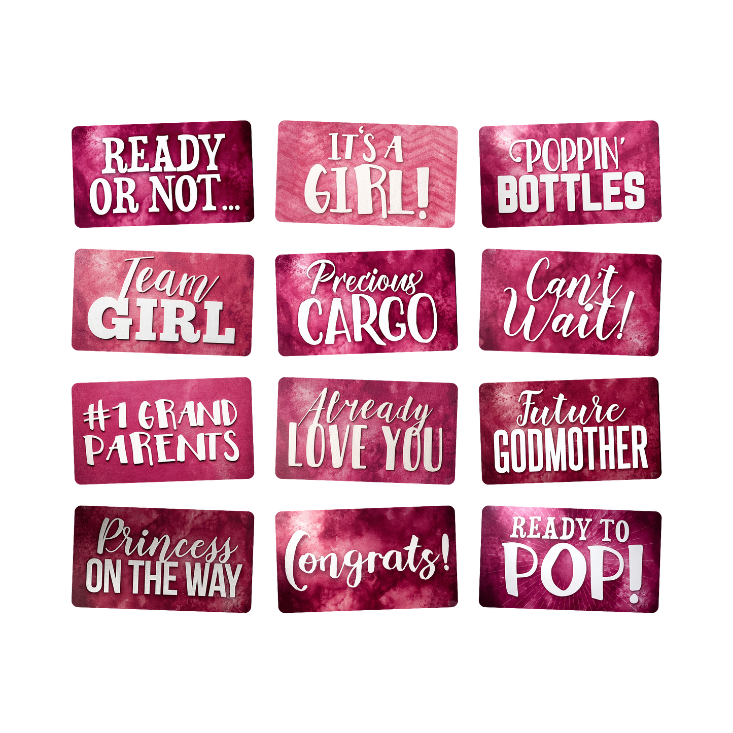 It's a Girl Photo Booth Props - 6 Double-Sided PVC Signs