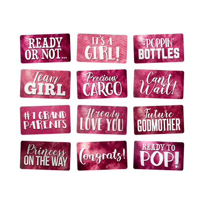 It's a Girl Photo Booth Props - 6 Double-Sided PVC Signs