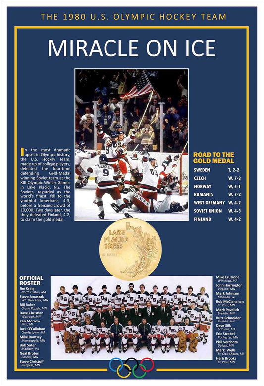 1980 MIRACLE ON ICE USA OLYMPIC HOCKEY TEAM 13"x19" COMMEMORATIVE POSTER