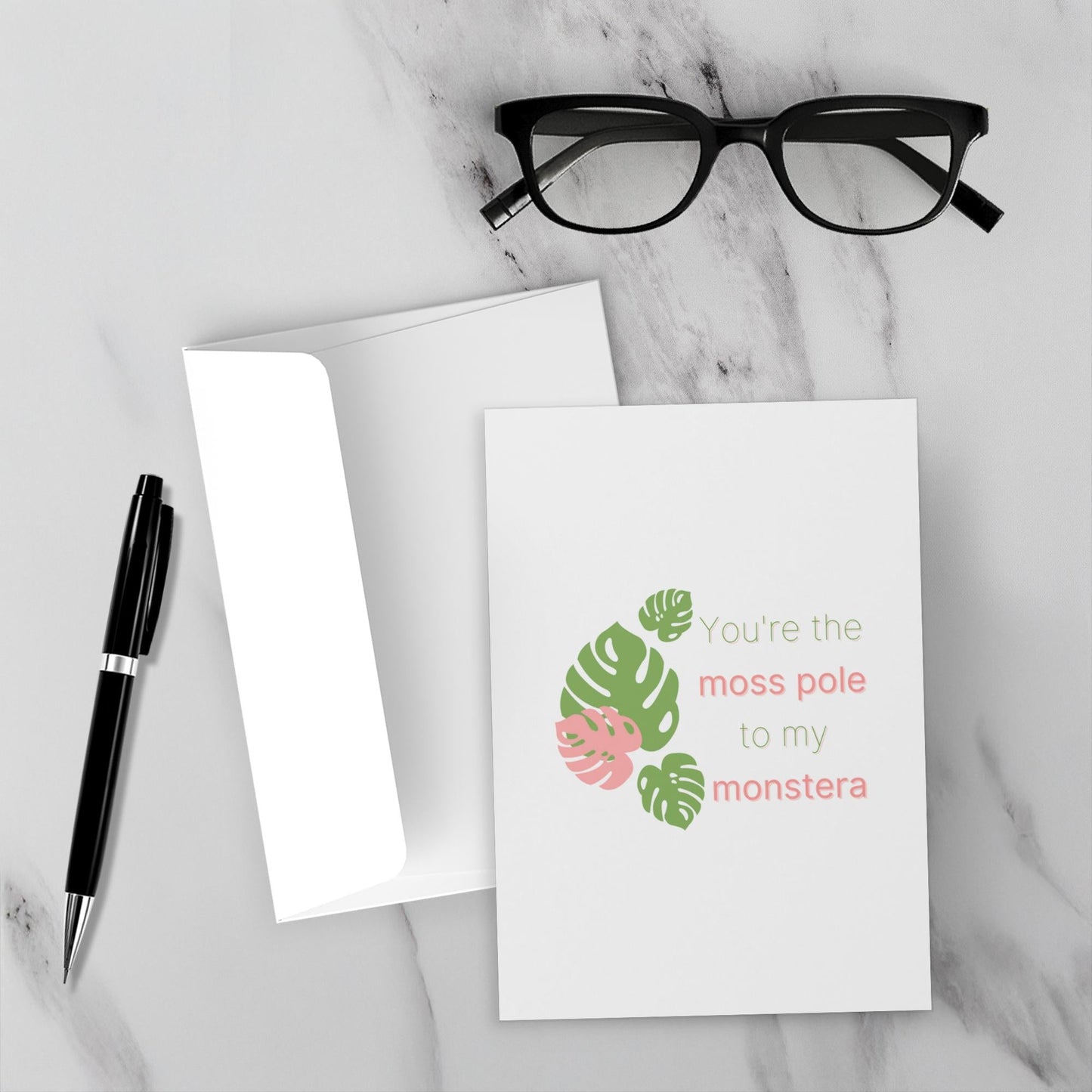 Tropical Monstera Valentine's Day Card – Blank Inside With Envelope