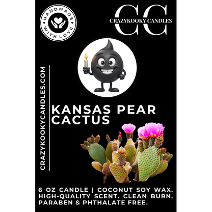 KANSAS PEAR CACTUS - Funny Candle, Scented Coconut Soy Candle, 6oz