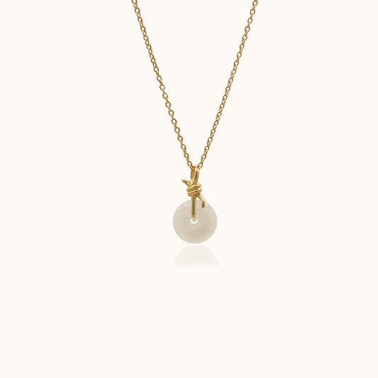 Knot Necklace with White Jade