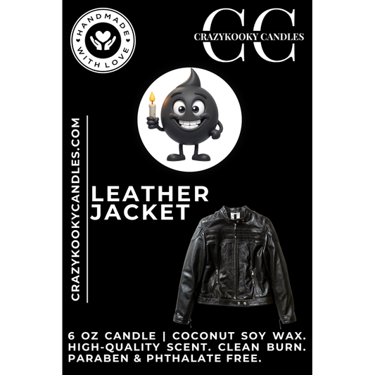LEATHER JACKET - Funny Candle, Scented Coconut Soy Candle, 6oz