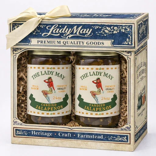Sweet Heat Candied Jalapeños 2 pack – The Lady May’s Small-Batch Cowboy Candy | Sweet & Spicy Pickled Jalapeños in 24oz Glass Jar