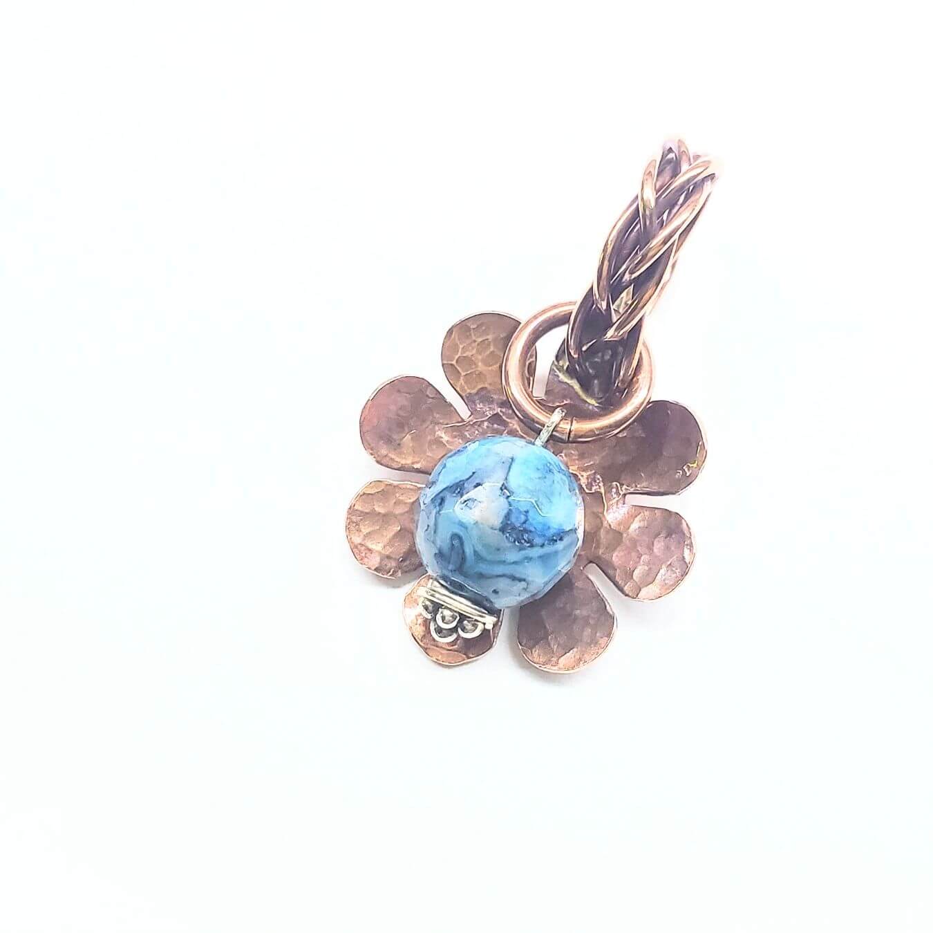 Large Braided Bail Larimar Blue Crazy Lace Bead Pendant with Various Order Options