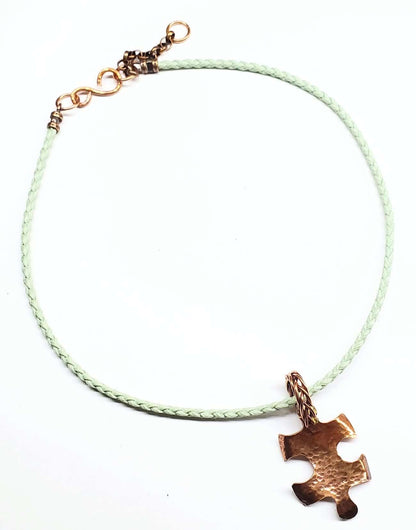 Large Braided Bail Puzzle Piece Autism Awareness Pendant with Various Order Options