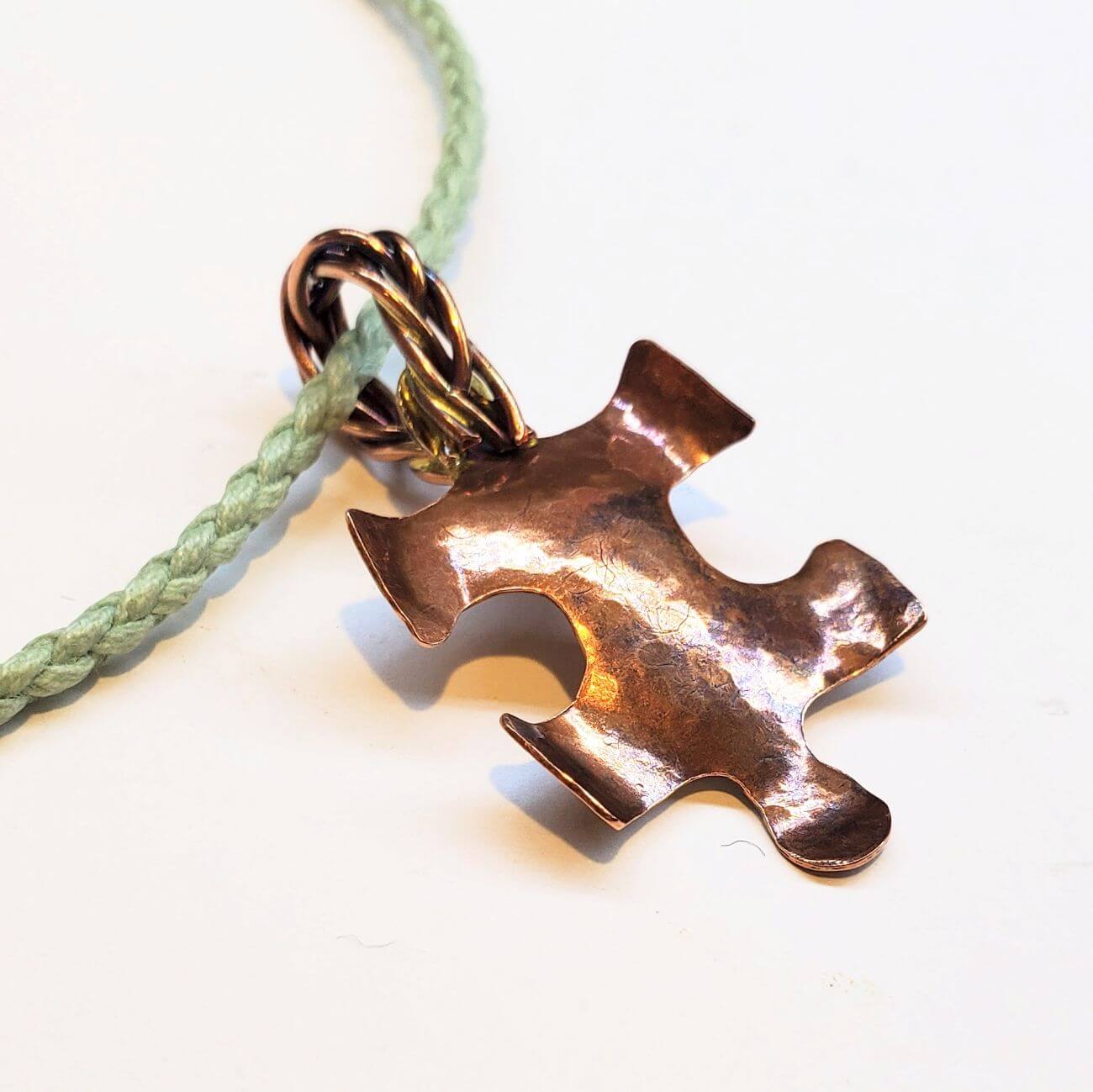 Large Braided Bail Puzzle Piece Autism Awareness Pendant with Various Order Options