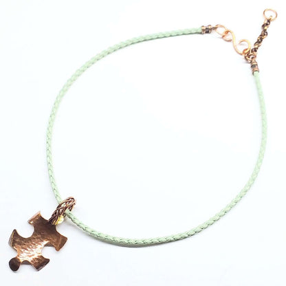 Large Braided Bail Puzzle Piece Autism Awareness Pendant with Various Order Options